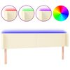 vidaXL Čelo postele s LED kr&eacute;mov&eacute; 163 x 16 x 78/88 cm uměl&aacute; kůže