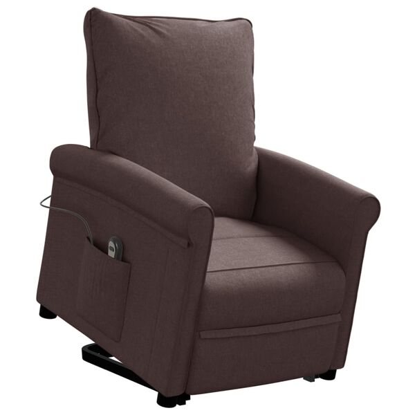 vidaXL Zvedac&iacute; křeslo tmavě hněd&eacute; textil