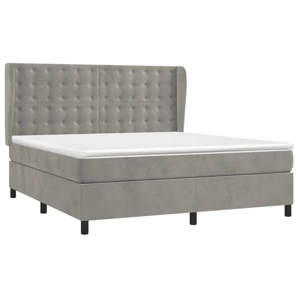 vidaXL Box spring postel s matrac&iacute; světle &scaron;ed&aacute; 180x200 cm samet