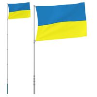 vidaXL Vlajka Ukrajiny a stožár 5,55 m hliník