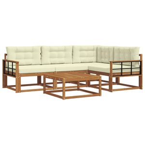 vidaXL Venkovn&iacute; pohovkov&aacute; souprava 5 pcs Přirozen&aacute; a Kr&eacute;mov&aacute;