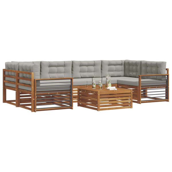 vidaXL Venkovn&iacute; pohovkov&aacute; souprava 7 pcs Př&iacute;rodn&iacute; a světle &scaron;ed&aacute;