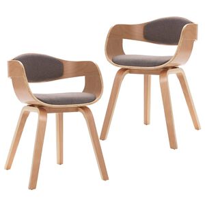 vidaXL J&iacute;deln&iacute; židle 2 ks oh&yacute;ban&eacute; dřevo a taupe textil