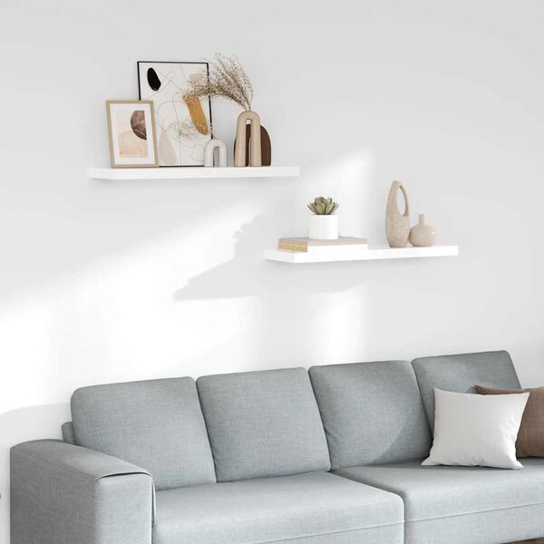 vidaXL Plovouc&iacute; n&aacute;stěnn&eacute; police 2 ks leskl&eacute; b&iacute;l&eacute; 80x23,5x3,8 cm MDF