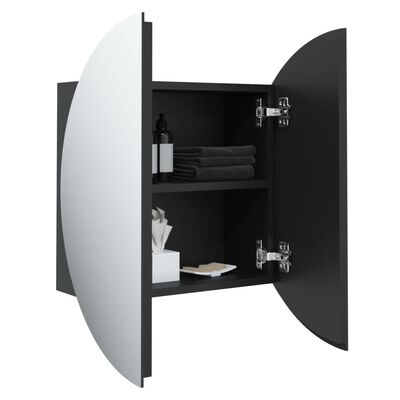 vidaXL Koupelnová skříňka s kulatým zrcadlem a LED černá 47x47x17,5 cm