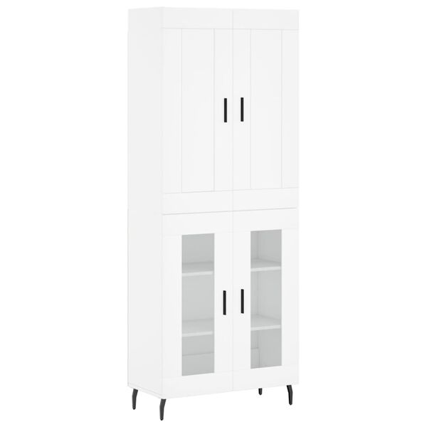 vidaXL Skř&iacute;ň highboard b&iacute;l&aacute; 69,5 x 34 x 180 cm kompozitn&iacute; dřevo