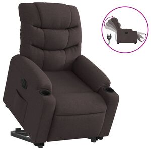 vidaXL Elektrick&eacute; zvedac&iacute; polohovac&iacute; křeslo tmavě hněd&eacute; textil