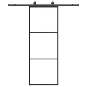 vidaXL Posuvn&eacute; dveře se sadou kov&aacute;n&iacute; čern&eacute; 76x205 cm ESG Glass