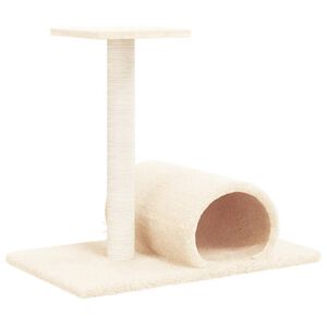 vidaXL &Scaron;krabadlo pro kočky s tunelem kr&eacute;mov&eacute; 60 x 34,5 x 50 cm