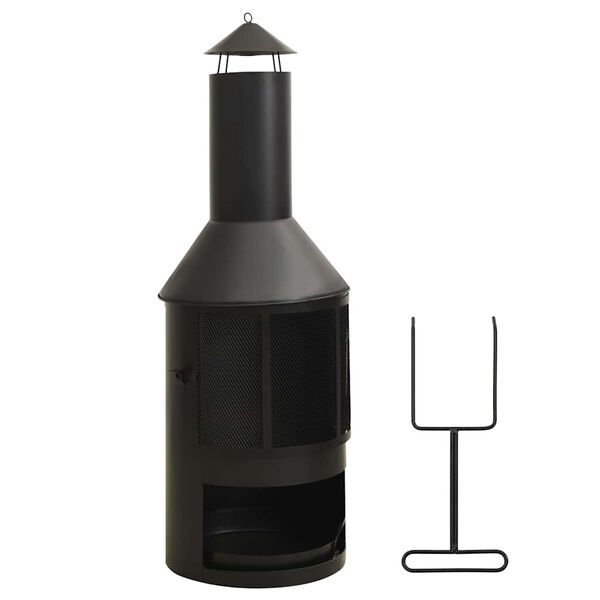 vidaXL Zahradn&iacute; ohni&scaron;tě s mř&iacute;žkou a pohrab&aacute;čem 47 x 47 x 135,7 cm ocel