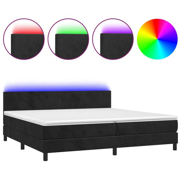 vidaXL Box spring postel s matrac&iacute; a LED čern&aacute; 200x200 cm samet