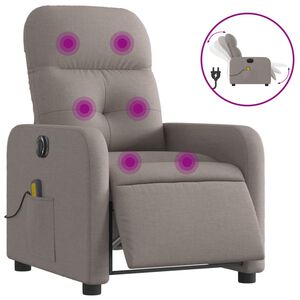 vidaXL Elektrick&eacute; mas&aacute;žn&iacute; polohovac&iacute; křeslo taupe textil
