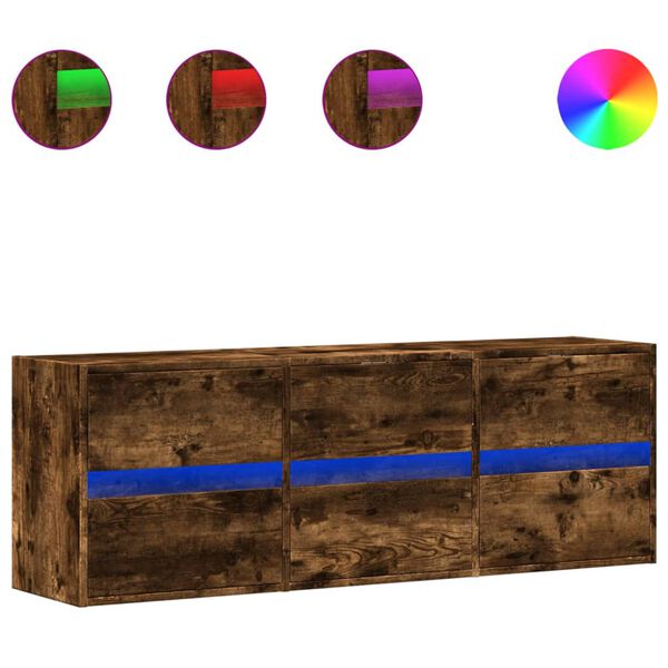 vidaXL Nástěnná TV skříňka s LED osvětlením kouřový dub 130x31x45 cm