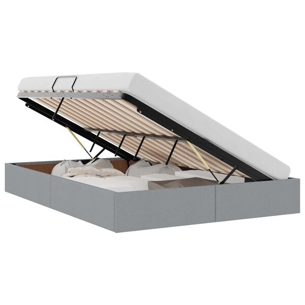 vidaXL Postel s &uacute;ložn&yacute;m prostorem Světle &scaron;ed&aacute; 135 x 190 cm textil