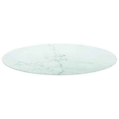 vidaXL Stolní deska bílá Ø 80 x 1 cm tvrzené sklo mramorový design