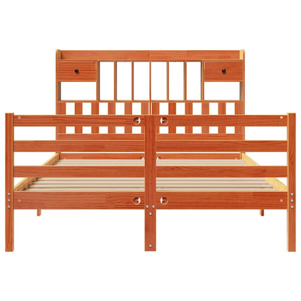 vidaXL Postel s knihovnou bez matrace 140 x 190 cm masivn&iacute; borovice