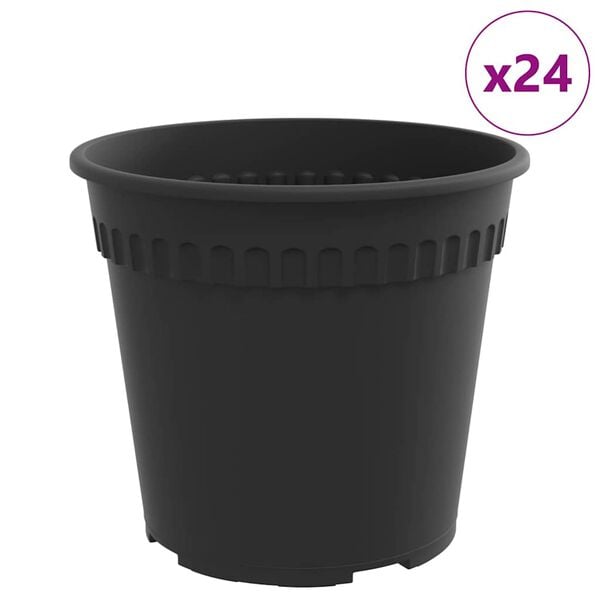 vidaXL Kulat&yacute; květin&aacute;č 24 pcs Čern&aacute; &Oslash; 17 x 14 cm Plast