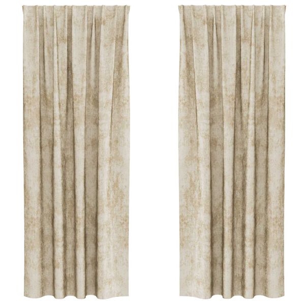 vidaXL Sametov&eacute; z&aacute;věsy se z&aacute;clonami 2 pcs Kr&eacute;mov&aacute; 245 x 140 cm samet