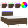 vidaXL Box spring postel s matrac&iacute; a LED tmavě hněd&aacute; 120x200 cm textil