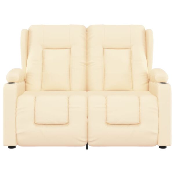 vidaXL 2m&iacute;stn&eacute; mas&aacute;žn&iacute; polohovac&iacute; křeslo drž&aacute;ky n&aacute;pojů kr&eacute;mov&eacute; koženka