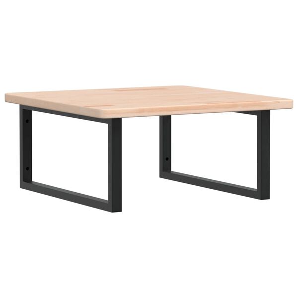 vidaXL Deska pod umyvadlo n&aacute;stěnn&aacute; ocel a masivn&iacute; dubov&eacute; dřevo