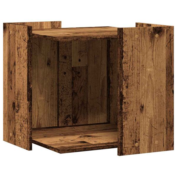 vidaXL Skř&iacute;ňka na kočič&iacute; z&aacute;chod old wood 53x53x51 cm kompozitn&iacute; dřevo