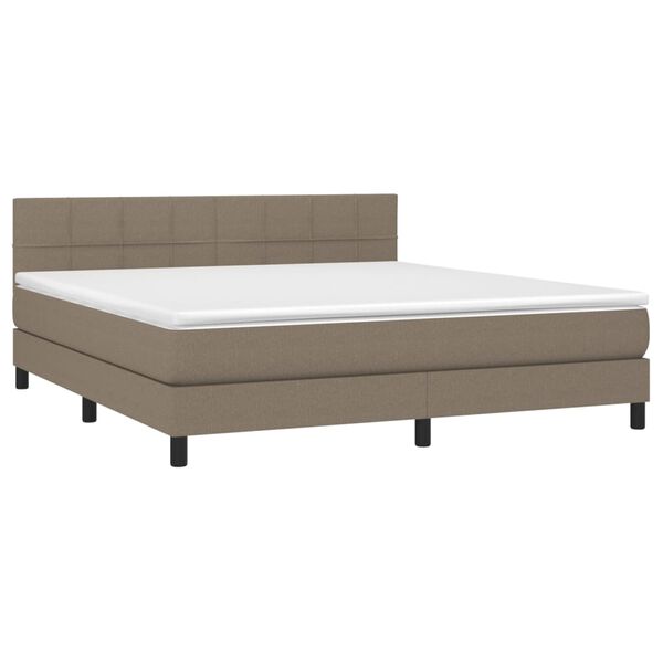 vidaXL Box spring postel s matrac&iacute; a LED taupe 180x200 cm textil