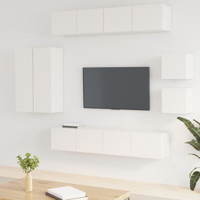 vidaXL 8dílný set TV skříněk bílý s vysokým leskem kompozitní dřevo