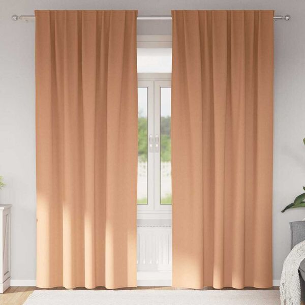vidaXL Závěsy na zatemnění s kroužky 2 pcs Světle hnědá 225 x 140 cm