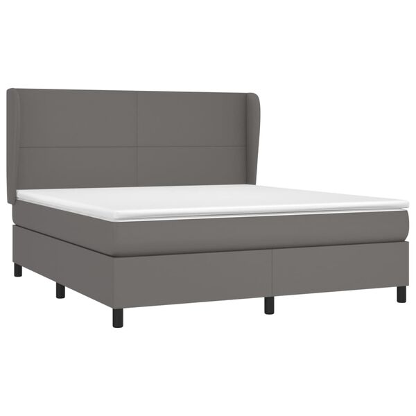 vidaXL Box spring postel s matrac&iacute; &scaron;ed&aacute; 180x200 cm uměl&aacute; kůže