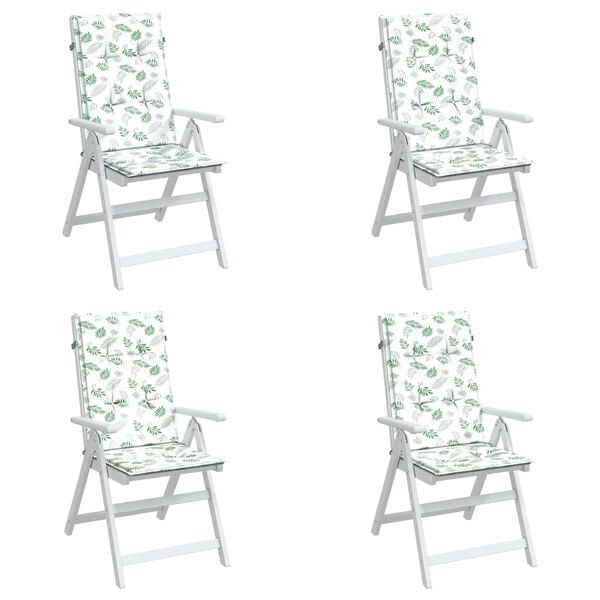 vidaXL Podu&scaron;ky na židli s vysok&yacute;m opěradlem 4 ks vzor listů textil