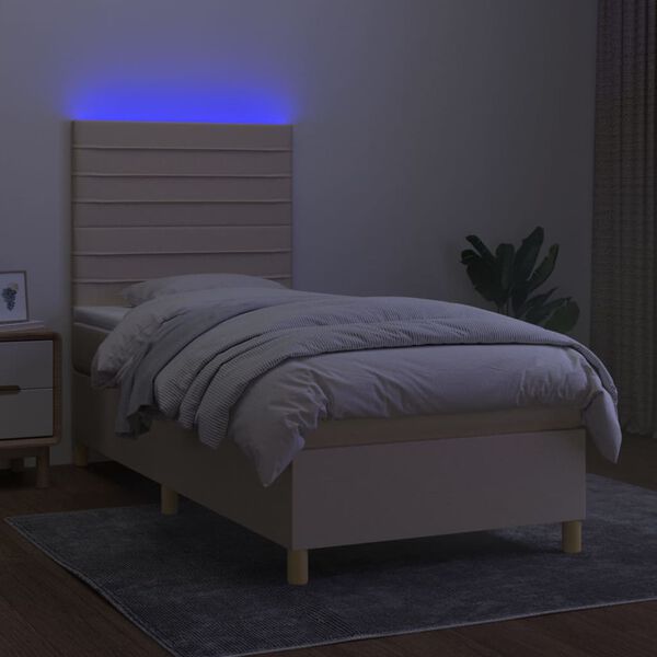 vidaXL Box spring postel s matrac&iacute; a LED kr&eacute;mov&aacute; 100x200 cm textil