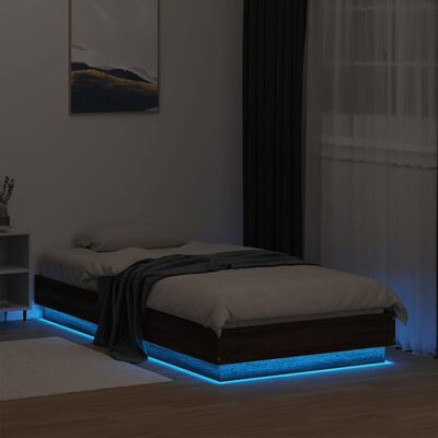 vidaXL Rám postele s LED osvětlením hnědý dub 75 x 190 cm