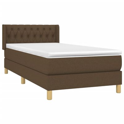 vidaXL Box spring postel s matrací tmavě hnědá 90x200 cm textil