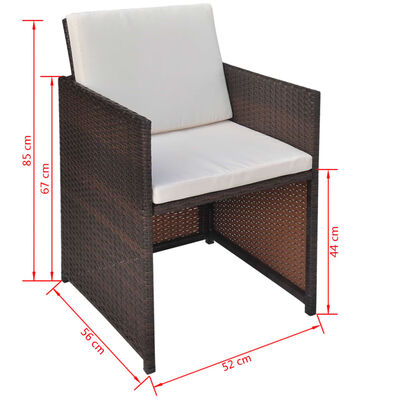 vidaXL Zahradní židle 2 ks s poduškami a polštáři polyratan hnědé
