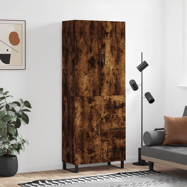 vidaXL Skř&iacute;ň highboard kouřov&yacute; dub 69,5 x 34 x 180 cm kompozitn&iacute; dřevo