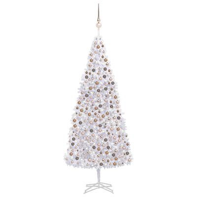 vidaXL Umělý vánoční stromek s LED a sadou koulí 500 cm bílý
