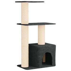 vidaXL Kočič&iacute; strom se &scaron;krabac&iacute;mi sloupky sisal Tmavě &scaron;ed&aacute; 133 cm