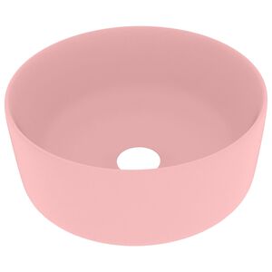 vidaXL Luxusn&iacute; umyvadlo kulat&eacute; matn&eacute; růžov&eacute; 40 x 15 cm keramick&eacute;