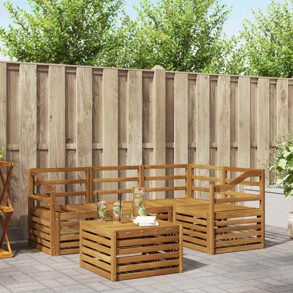 vidaXL Venkovn&iacute; pohovkov&aacute; souprava 5 pcs Př&iacute;rodn&iacute;