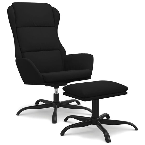 vidaXL Relaxačn&iacute; křeslo s podnožkou čern&eacute; tkanina z mikrovl&aacute;kna