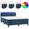 vidaXL Box spring postel s matrac&iacute; a LED tmavě modr&aacute; 140x190 cm samet