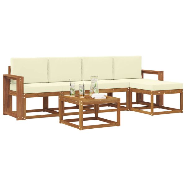 vidaXL Venkovn&iacute; pohovkov&aacute; souprava 6 pcs Přirozen&aacute; a Kr&eacute;mov&aacute;