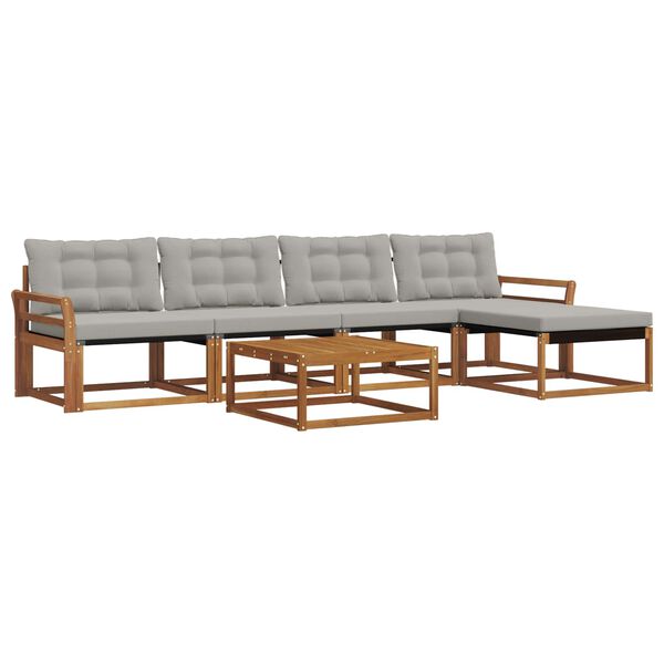 vidaXL Venkovn&iacute; pohovkov&aacute; souprava 6 pcs Př&iacute;rodn&iacute; a světle &scaron;ed&aacute;