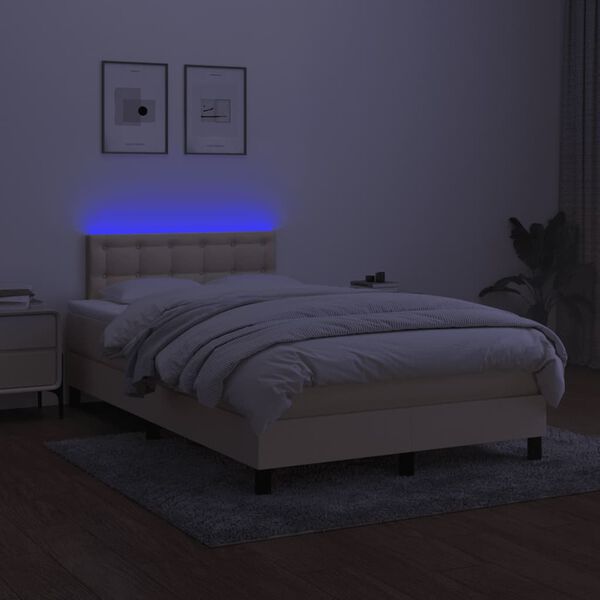 vidaXL Box spring postel s matrac&iacute; a LED kr&eacute;mov&aacute; 120 x 200 cm textil