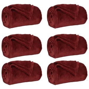 vidaXL Dekoračn&iacute; deky 6 ks Bordeaux červen&aacute; 240 x 270 cm 10.11 kg