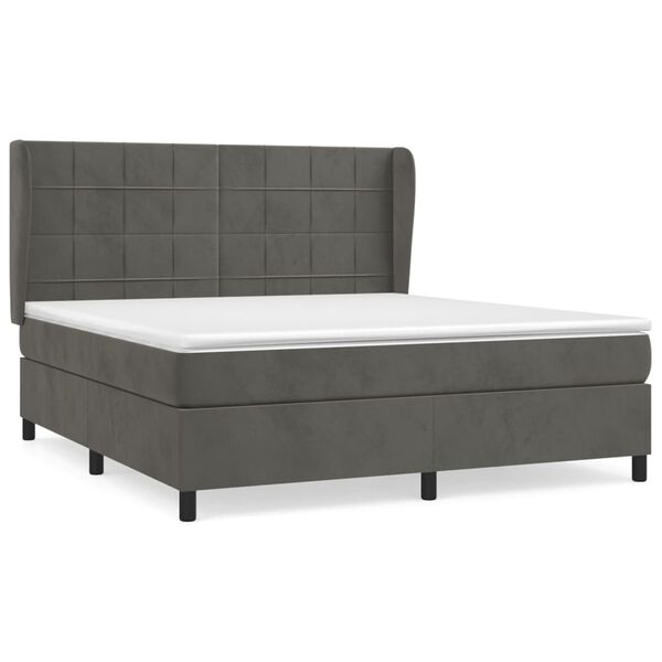 vidaXL Box spring postel s matrac&iacute; tmavě &scaron;ed&aacute; 160x200 cm samet