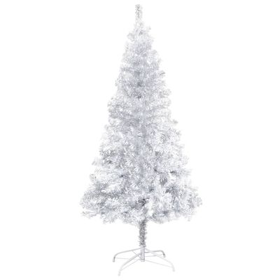 vidaXL Vánoční stromek s LED osvětlením a stojanem stříbrný 120 cm PET
