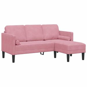 vidaXL Set pohovek s pol&scaron;t&aacute;řem Růžov&aacute; Polyester