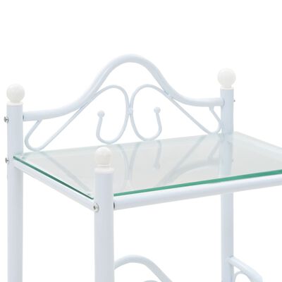 vidaXL Noční stolek z oceli a tvrzeného skla 45 x 30,5 x 60 cm bílý